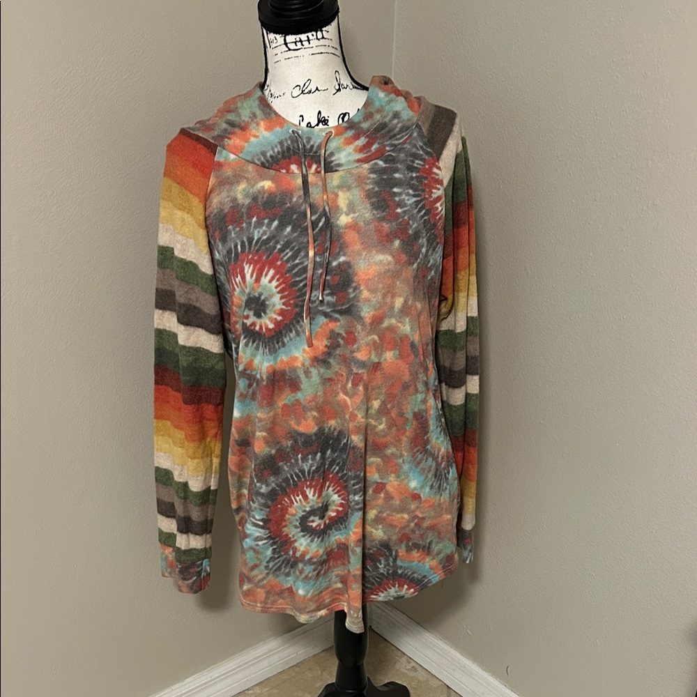 Celeste Multicolor Tie-Dye Hoodie Blouse
